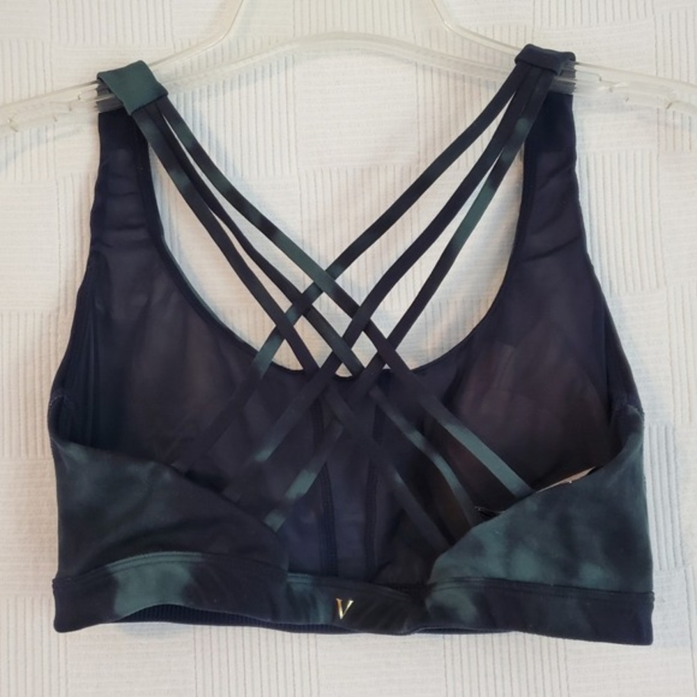 Victoria's Secret Flow on‎ Point Sports Bra Medium Blue Green Strappy Lace Up - Picture 3 of 9